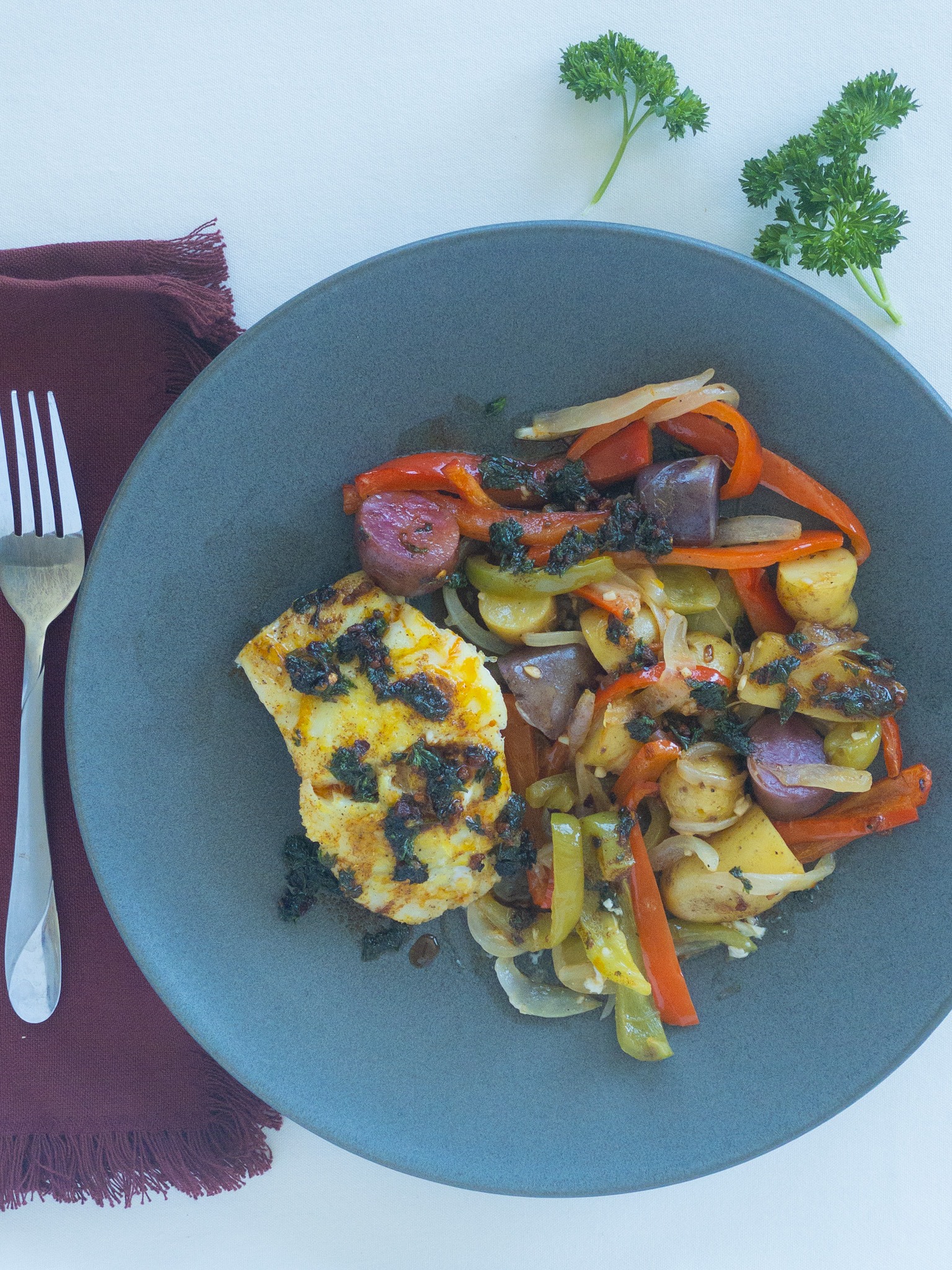 baked cod with potatoes and peppers