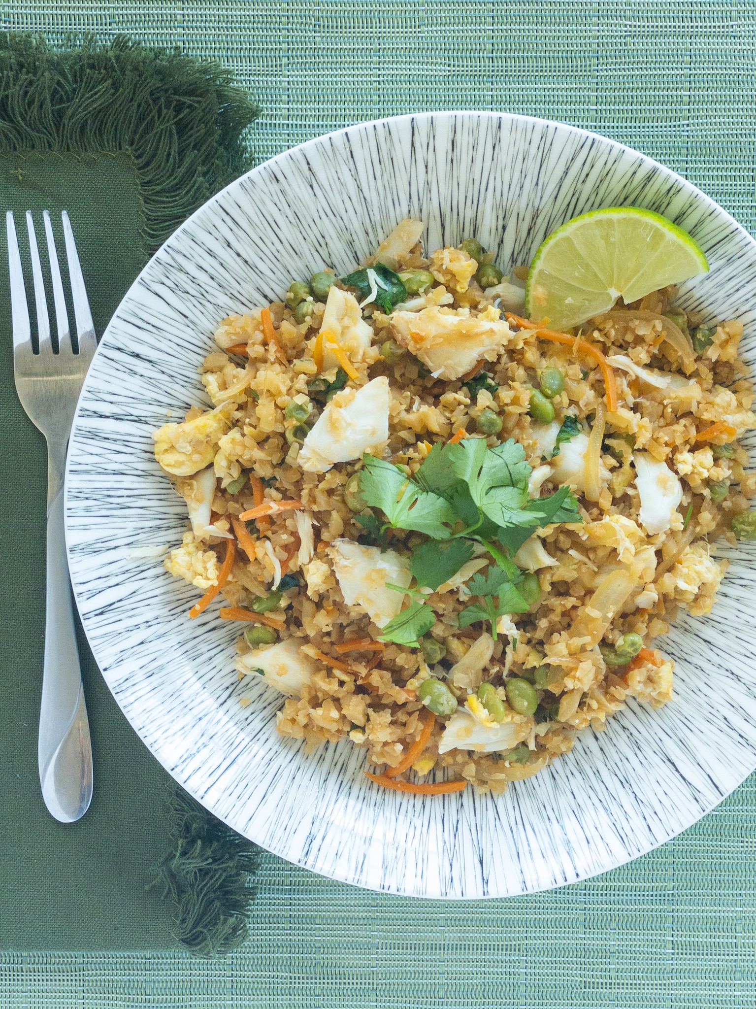 cauliflower fried rice with crab