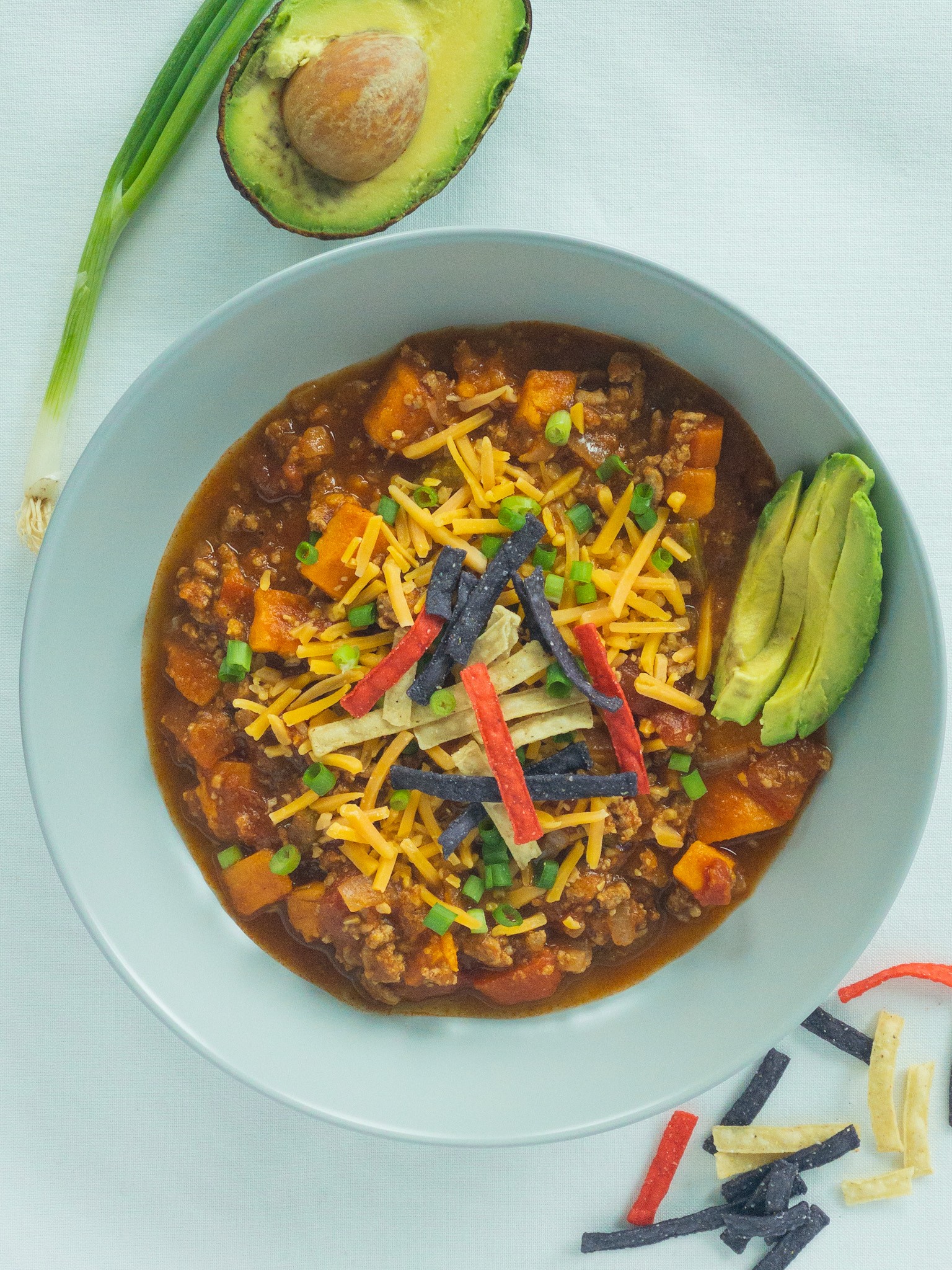 bowl of turkey and vegetable chili