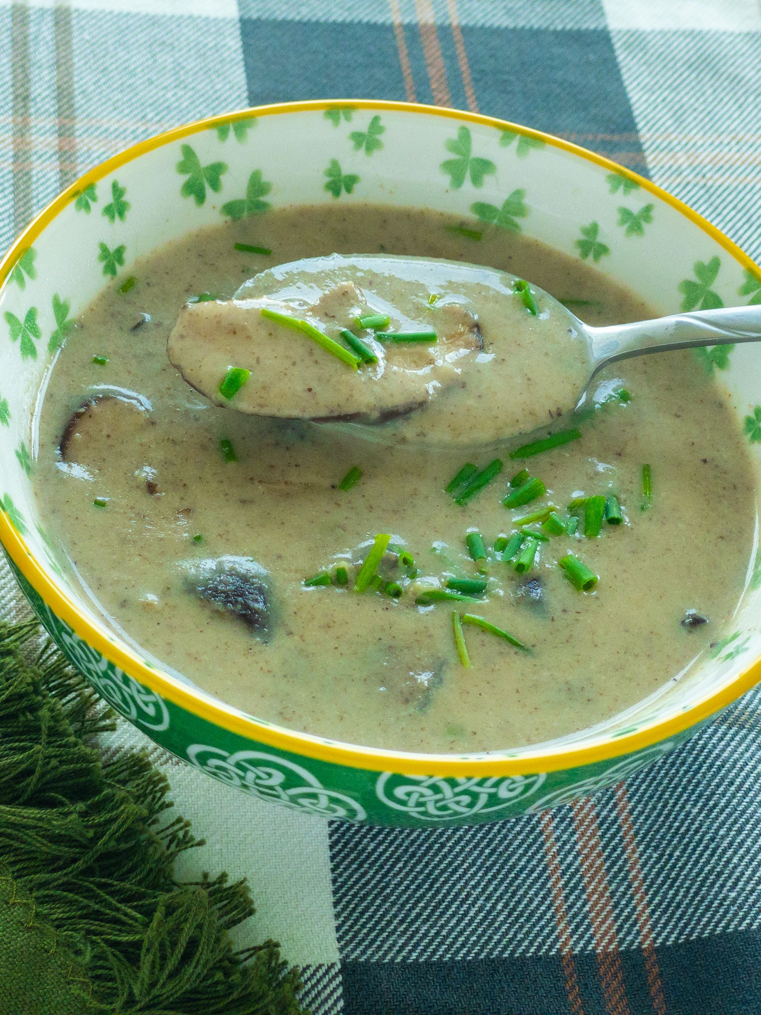 a bowl of creamy mushroom soup