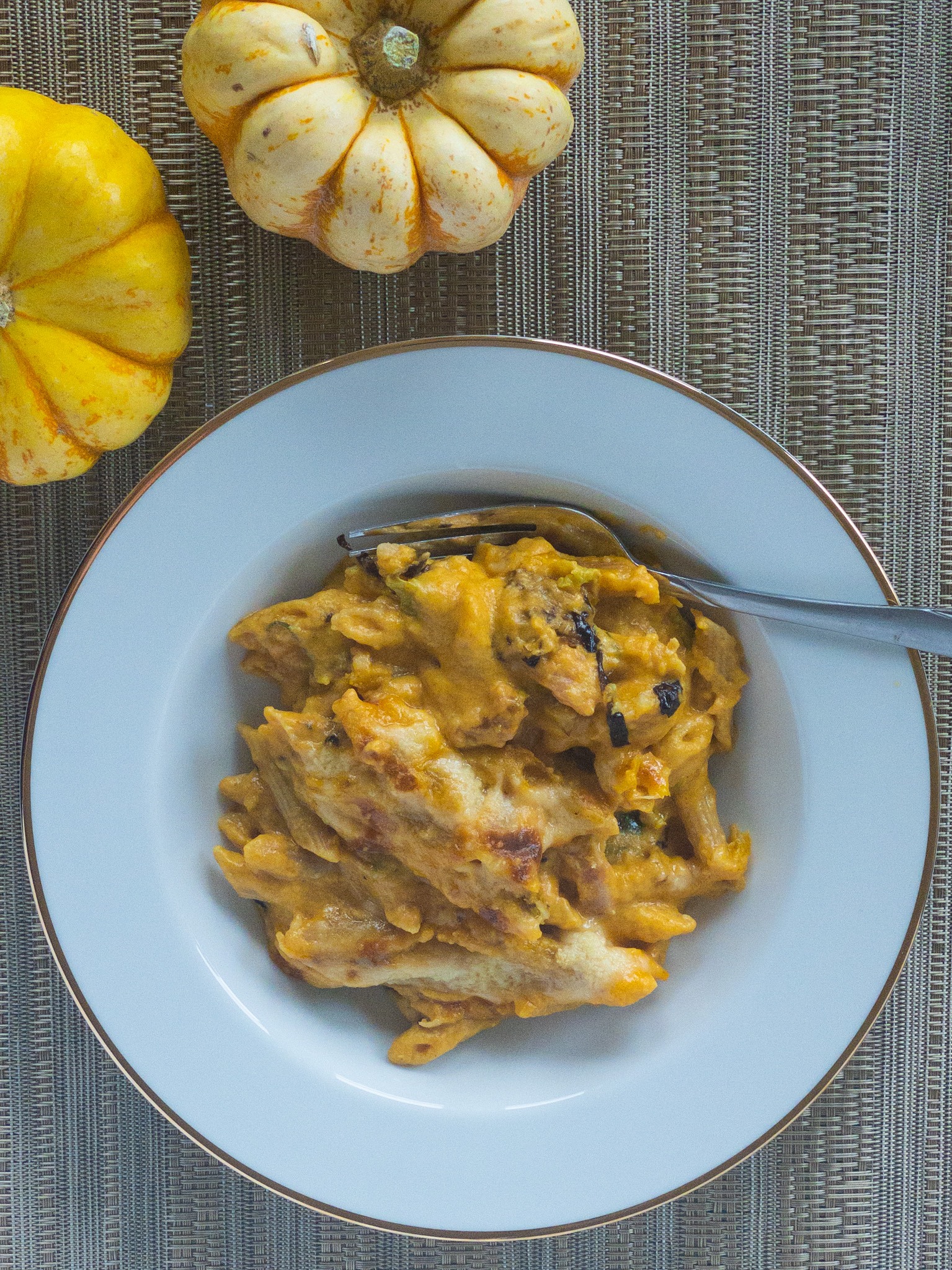 bowl of pumpkin Mac and cheese